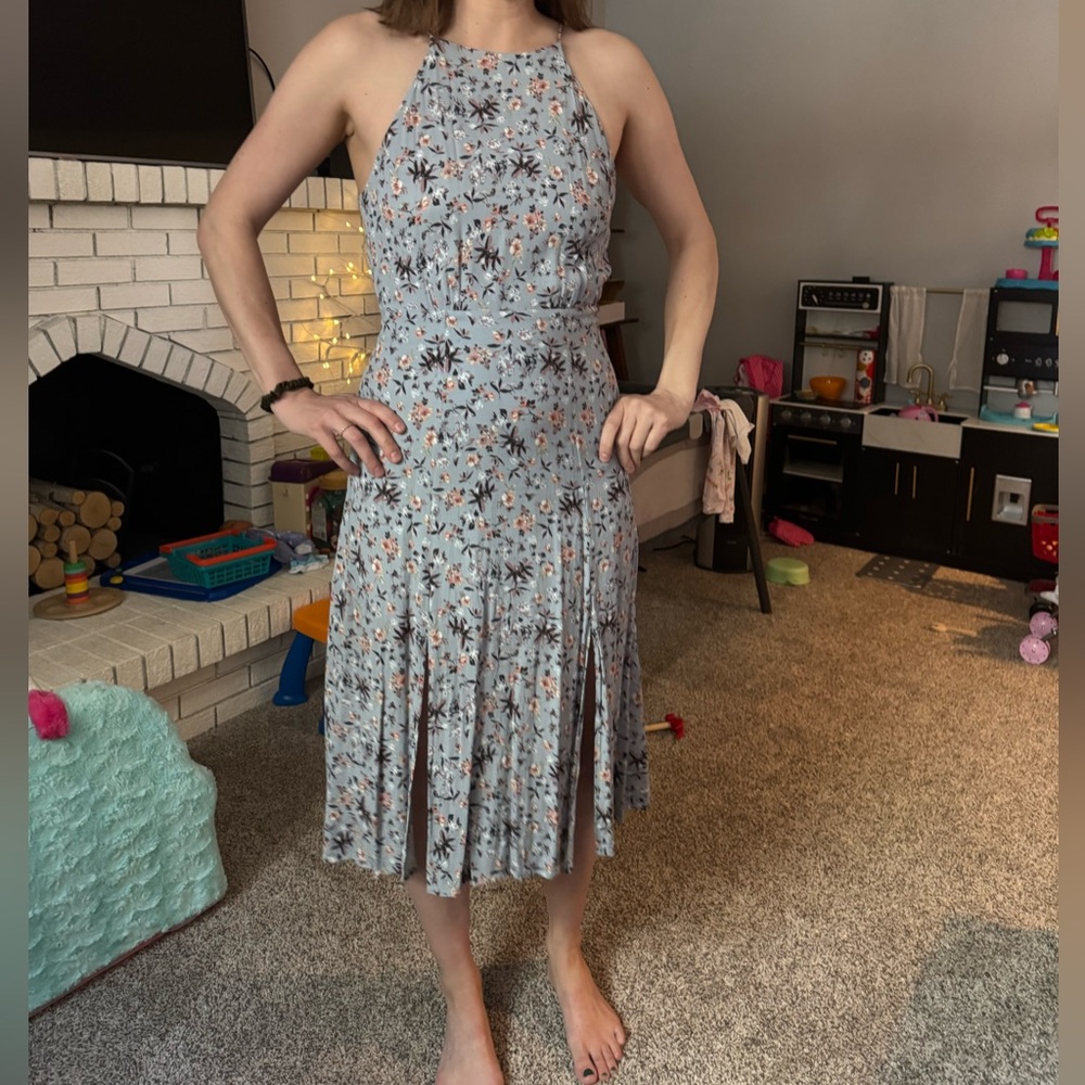 Astr Blue Halter Midi Dress